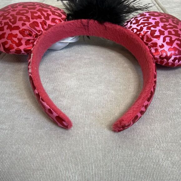 Disney Parks BUNDLE Rose Gold Sequin Pink Leopard Feather Minnie Headband Ears main image 7